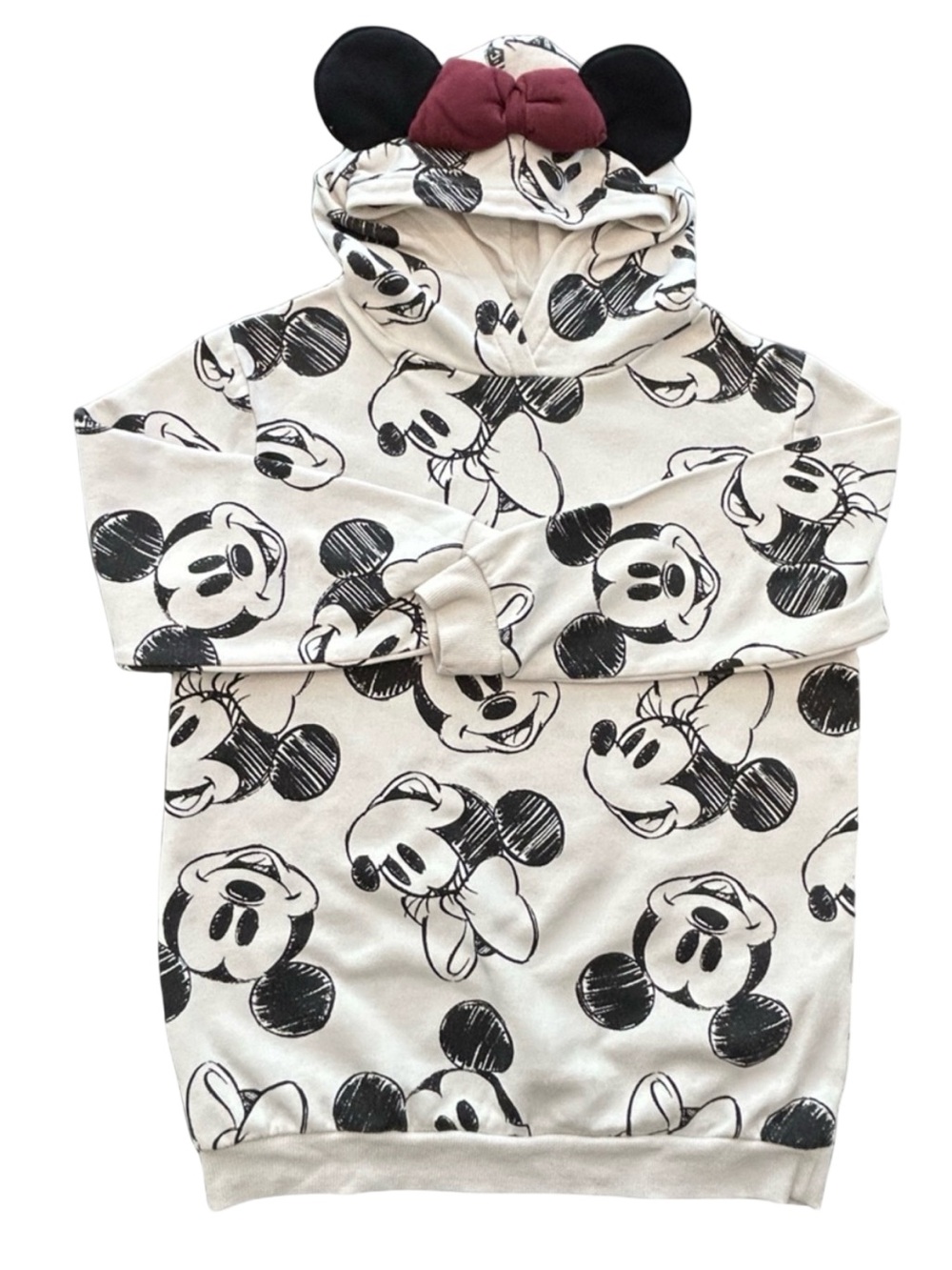 H&M Disney collab girls size 8 cosplay Mickey Minnie sketch hoodie W ears bow